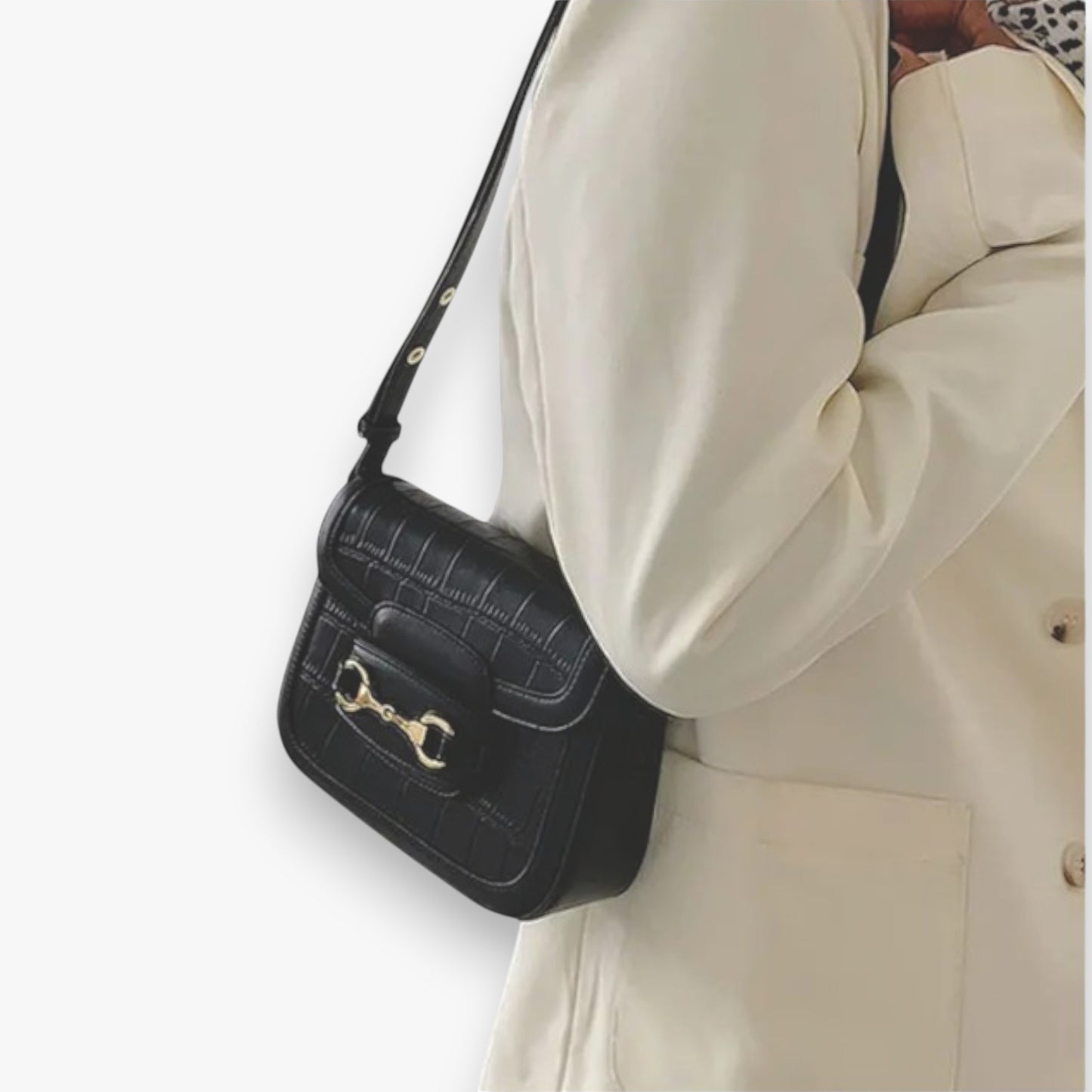 RYDER Croco | Equestrian-Style Shoulder Bag