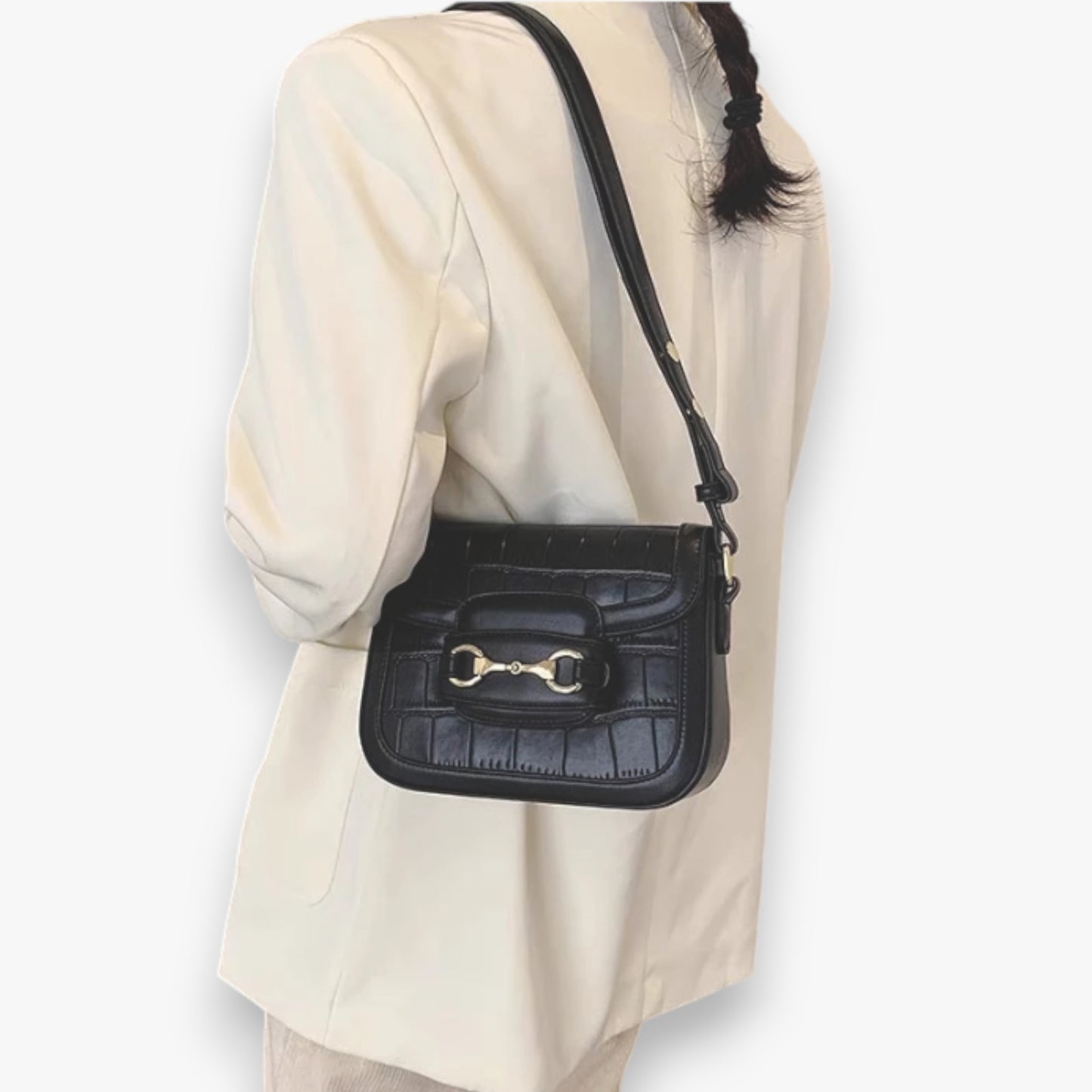 RYDER Croco | Equestrian-Style Shoulder Bag